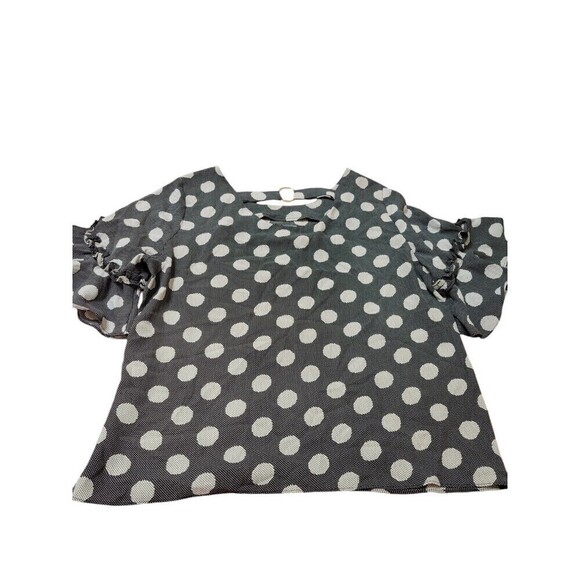 EMILIO PEPE - Italy Woman's Black & Ivory Polka Dot Blouse - Size XL - Picture 1 of 7